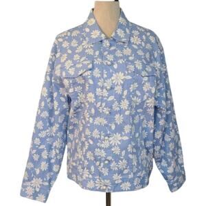 Juicy Couture Black Label Daisy Pearl Embellished Blue Jacket Print S Y2K